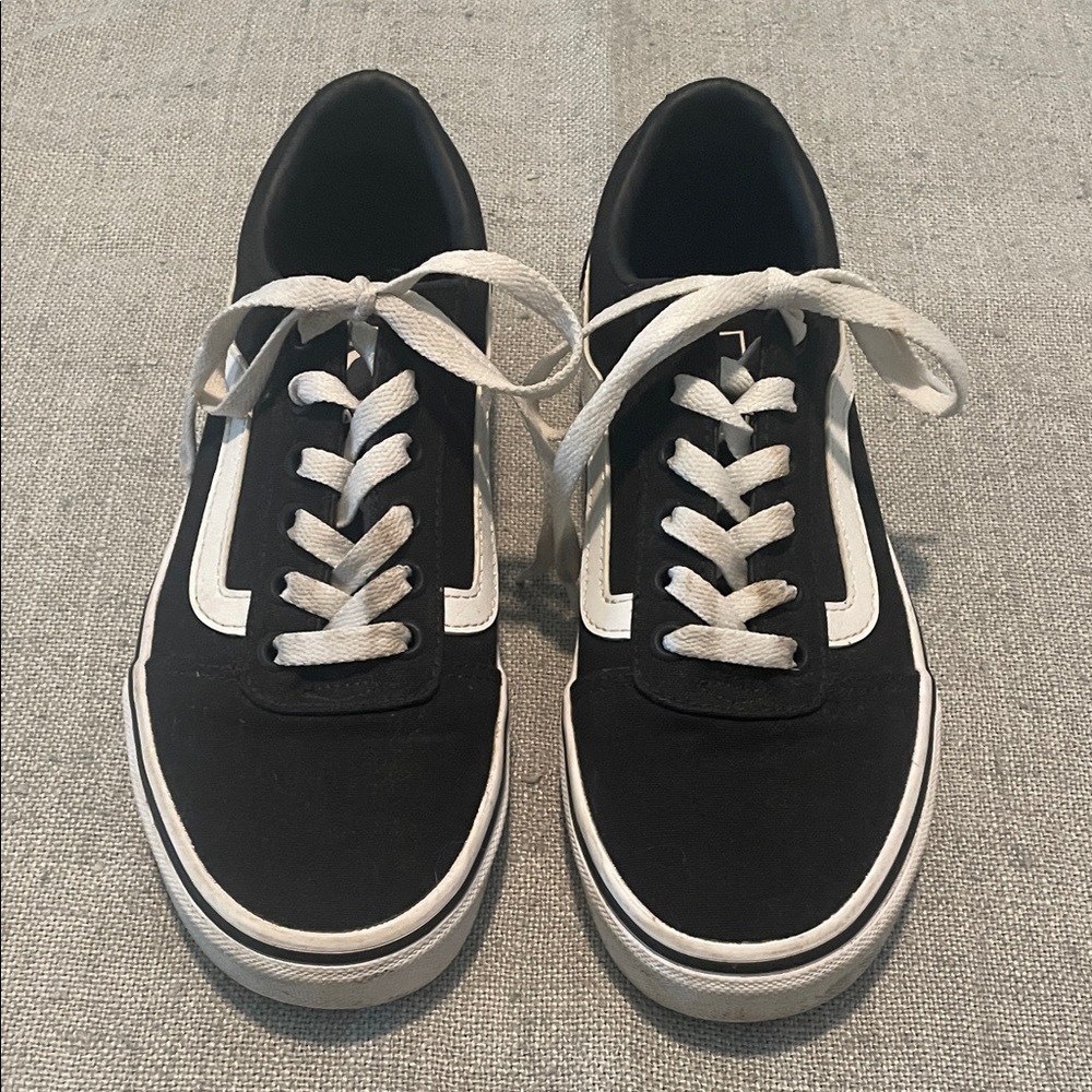 Vans Black and White Low-Top Skate Shoes